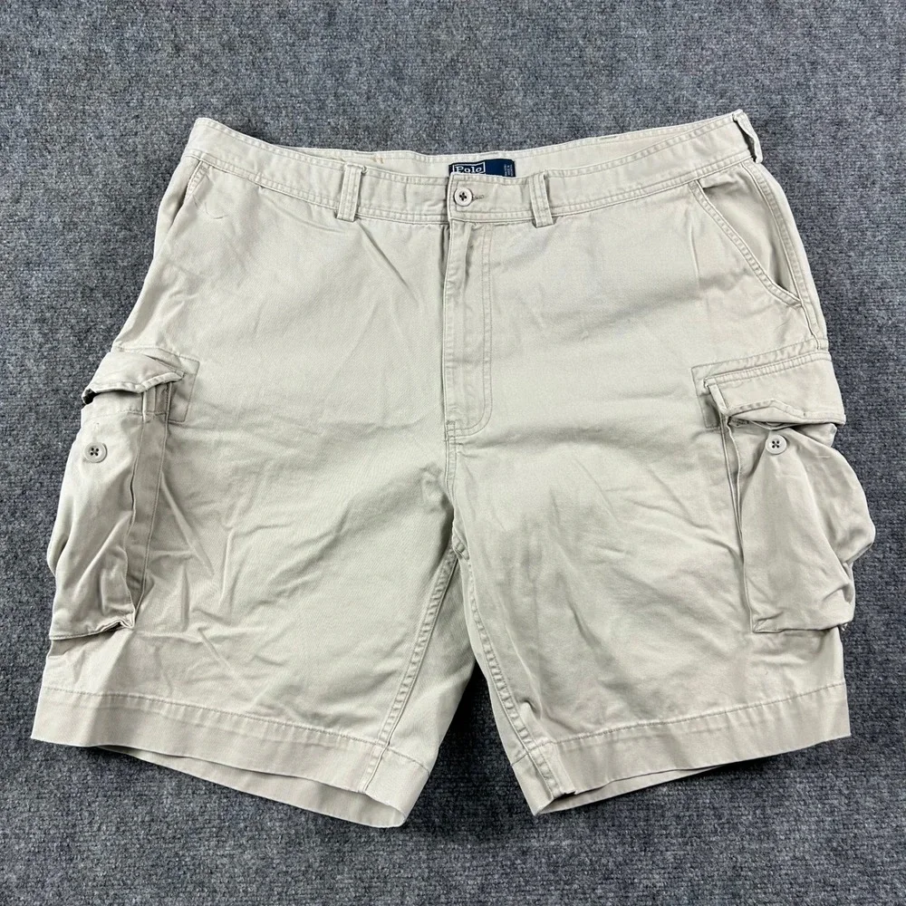 Polo Ralph Lauren‎ Cargo Shorts Mens 42 Tan Khaki Cotton Chino Classic Pockets
